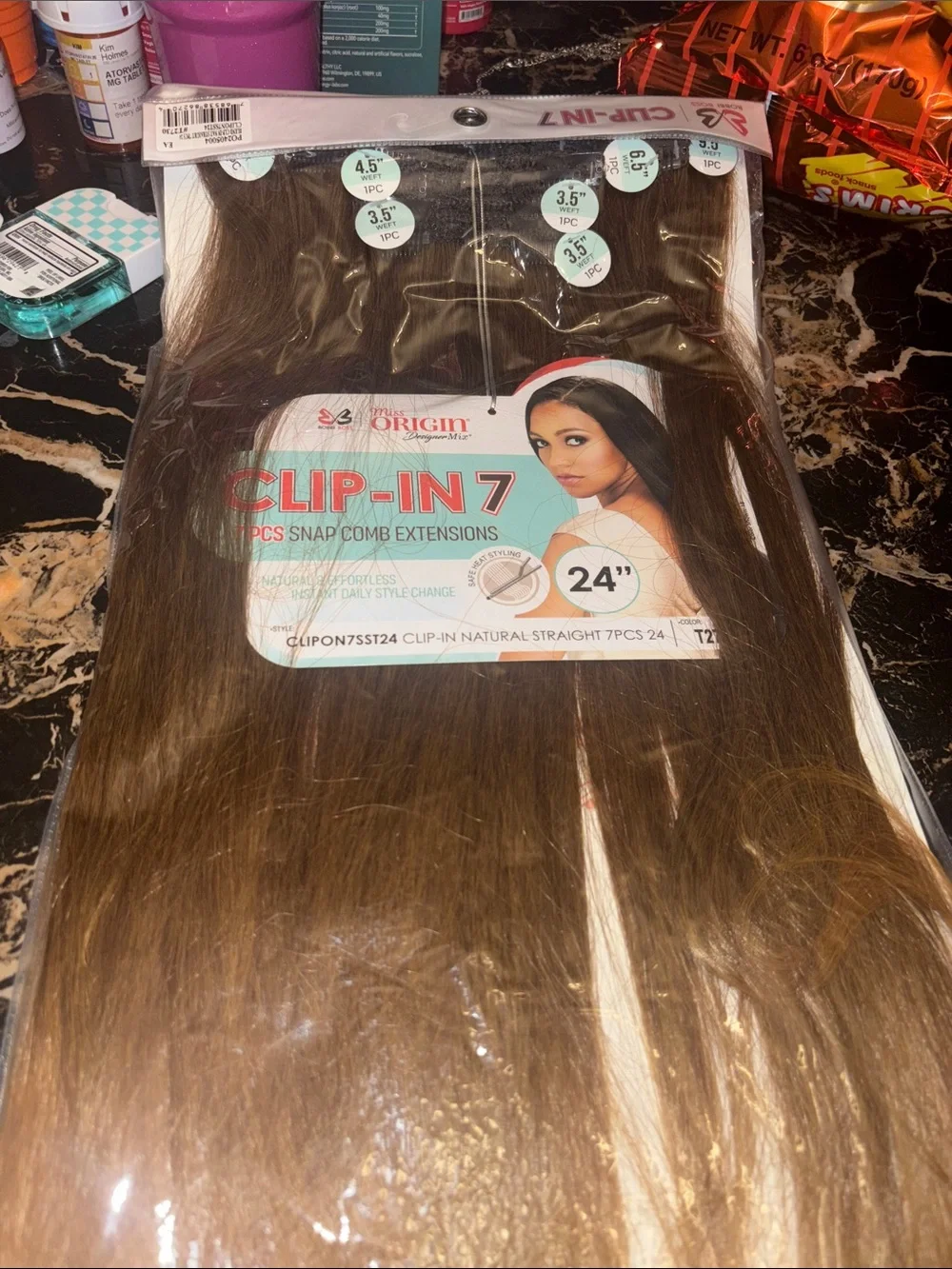 7-Piece Clip-In Hair Extensions - Light Brown Ombre